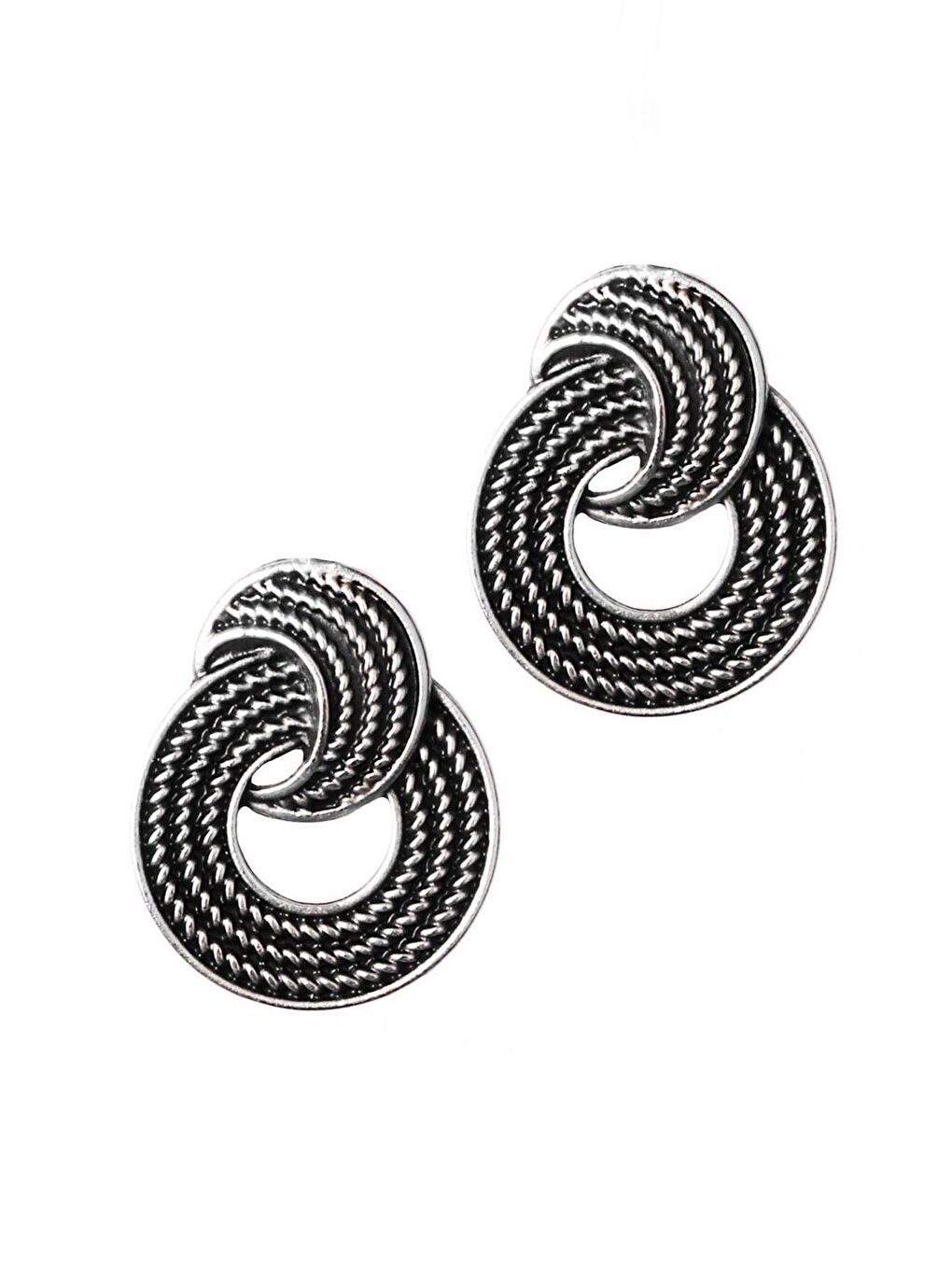 Gri Kadın Antik Gümüş Kaplama Çivili Model Hediye Küpe