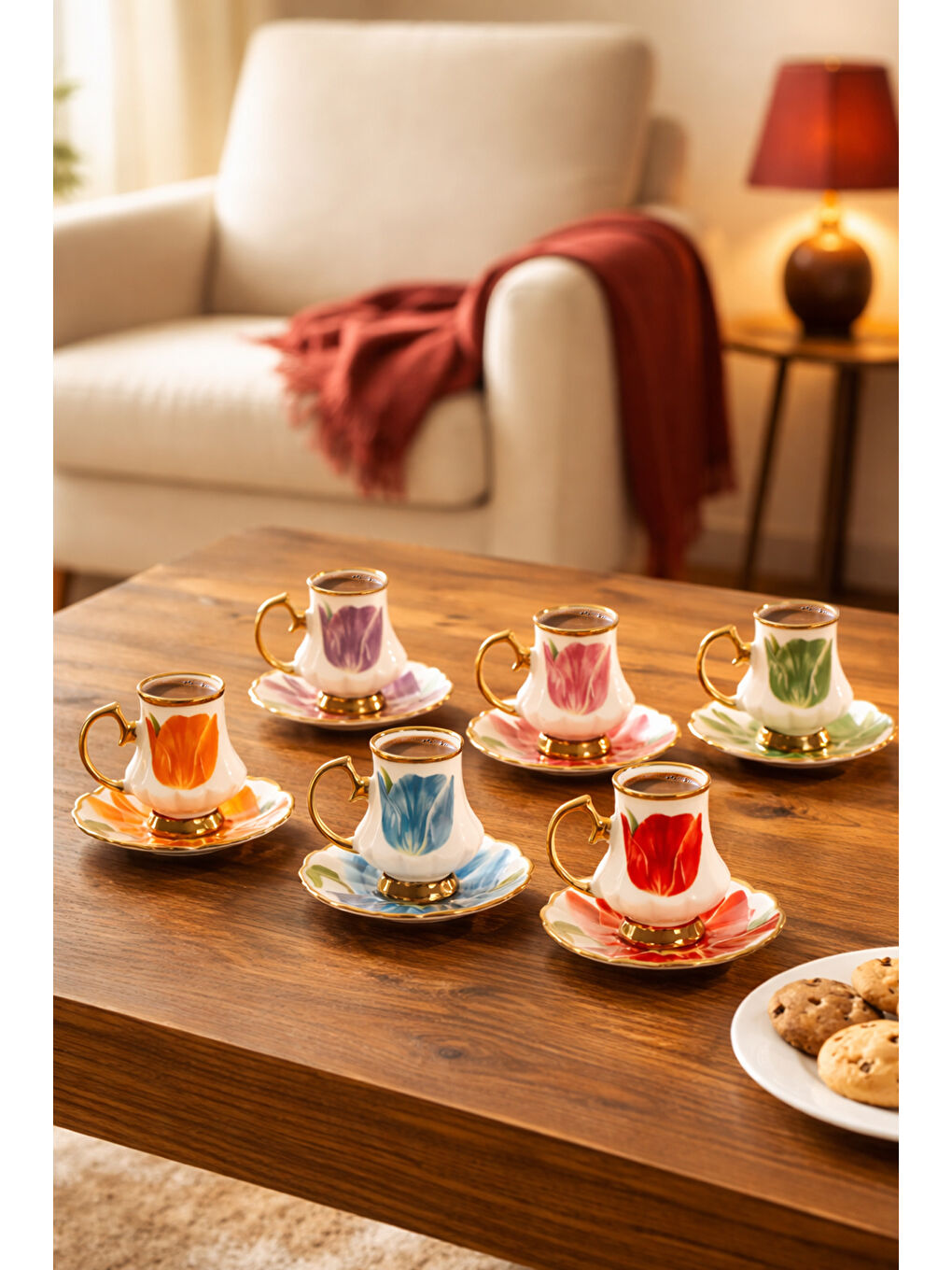 Karışık 16987 Otto Altın Yaldızlı Porselen 6 Kişilik Fincanı Takımı-75ml