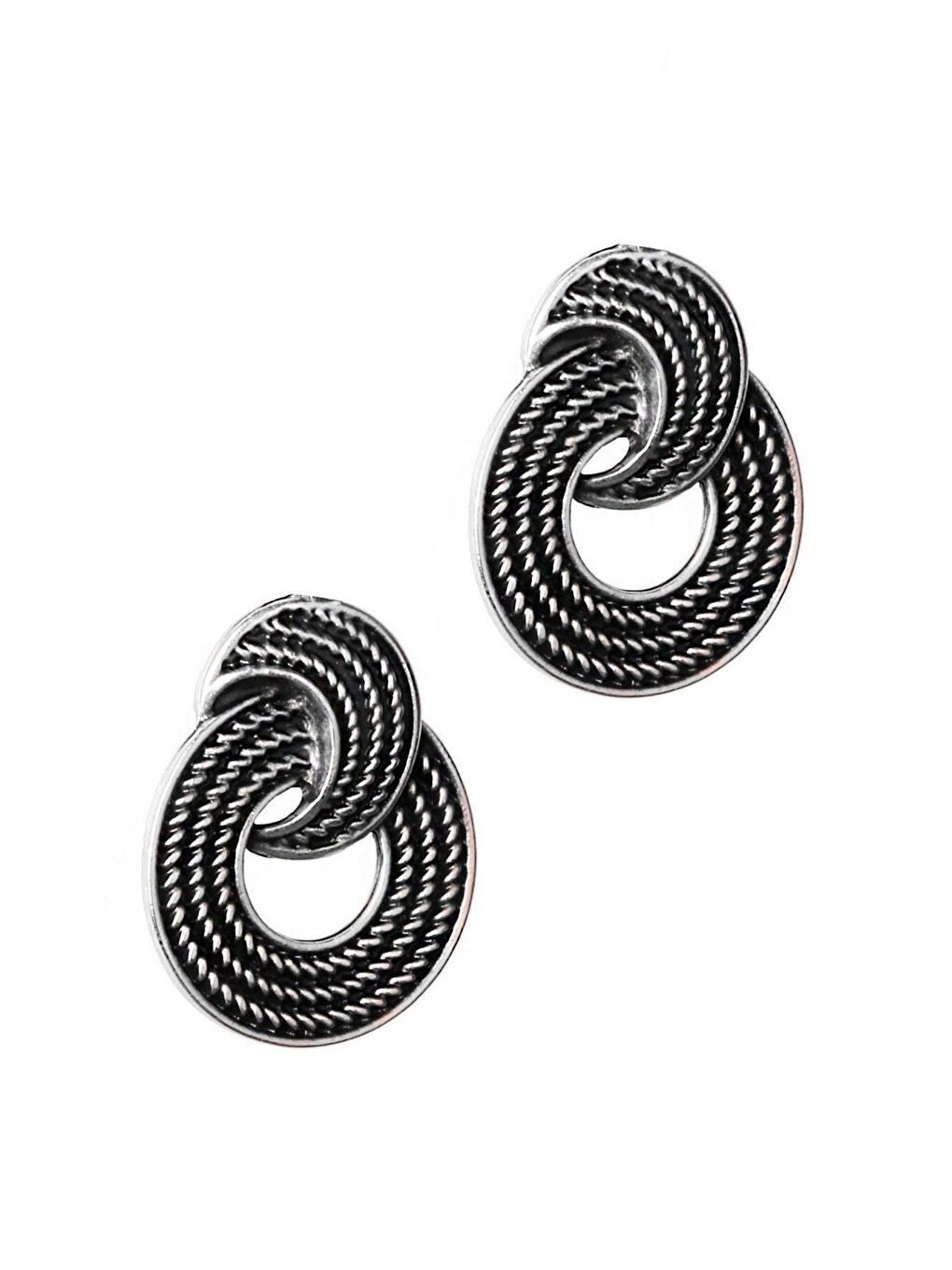 Gri Kadın Antik Gümüş Kaplama Çivili Model Hediye Küpe-2