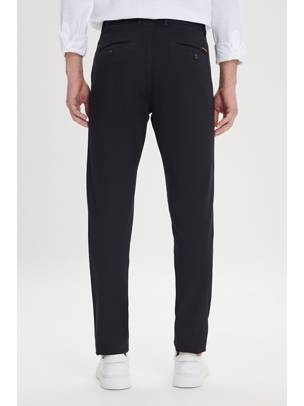 Erkek Siyah Slim Fit Dar Kesim Yan Cep Pamuklu Esnek Chino Pantolon-5