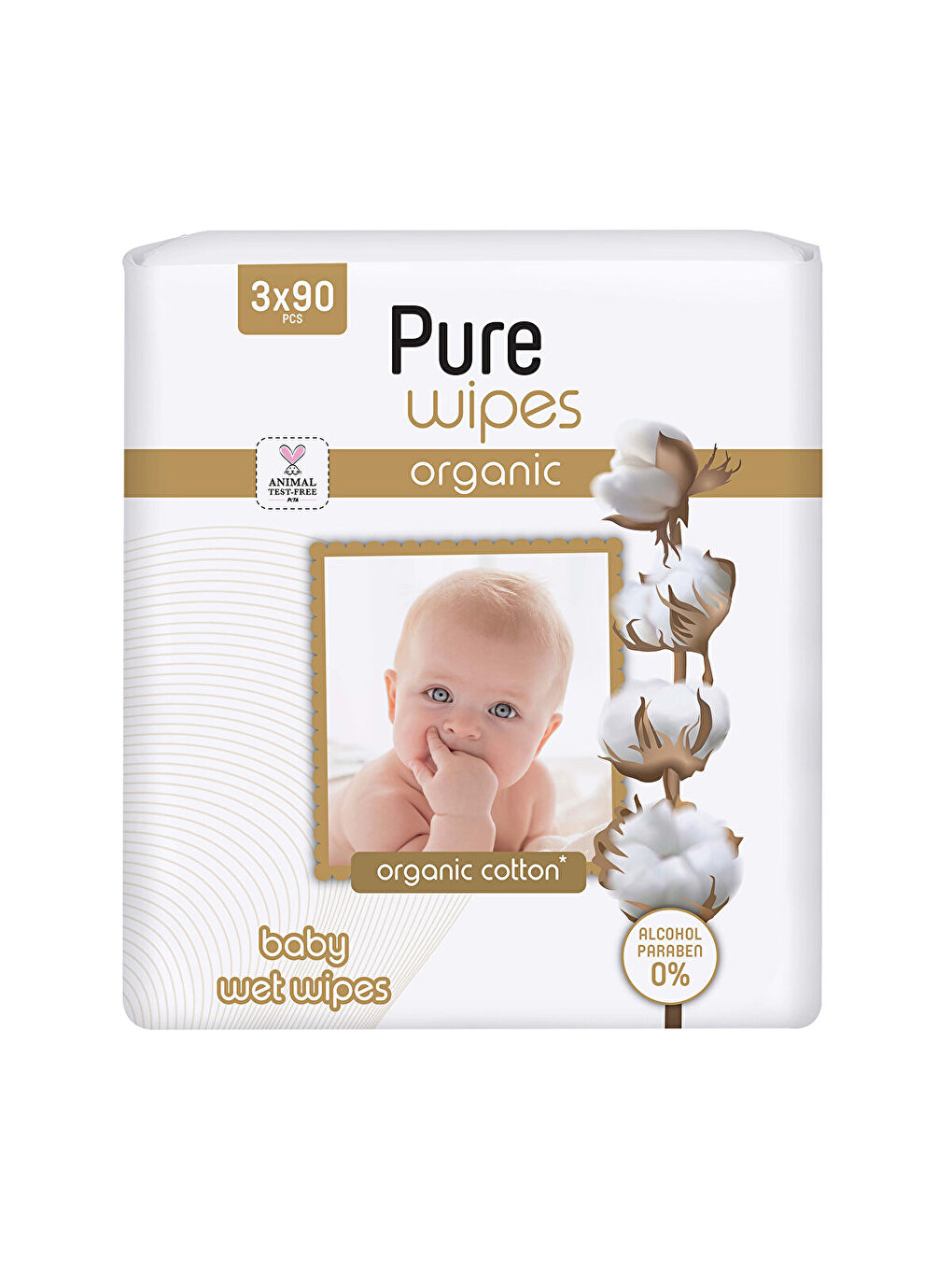 Organik Pamuklu Bebek Islak Mendil 3x90 Adet