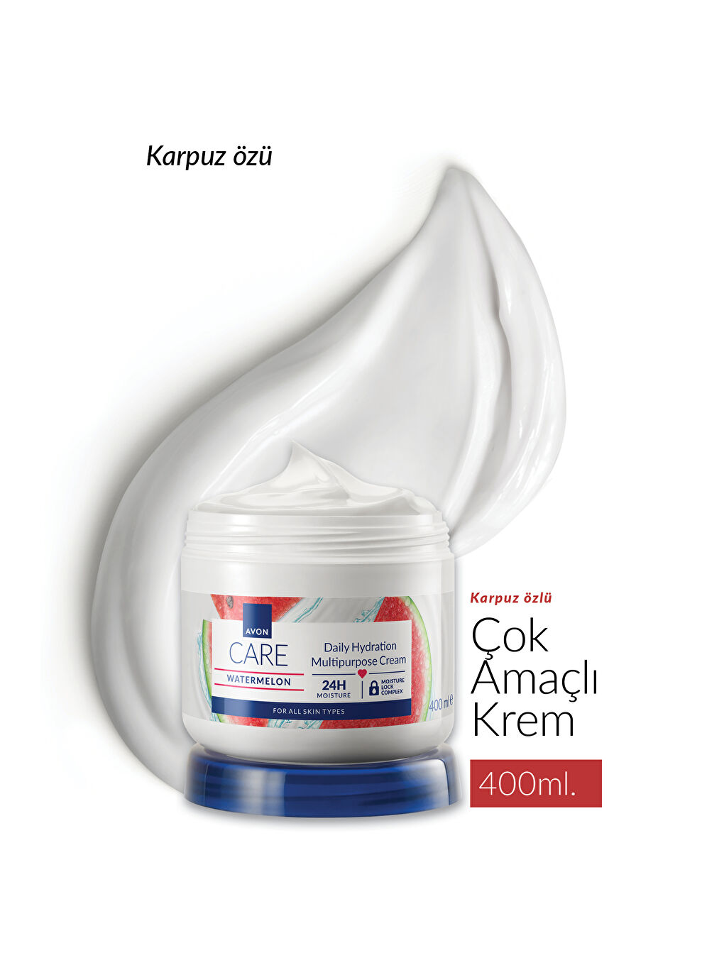 AVON Renksiz Care Watermelon Karpuz Kokulu Çok Amaçlı Krem 400 Ml. Üçlü Set - 2