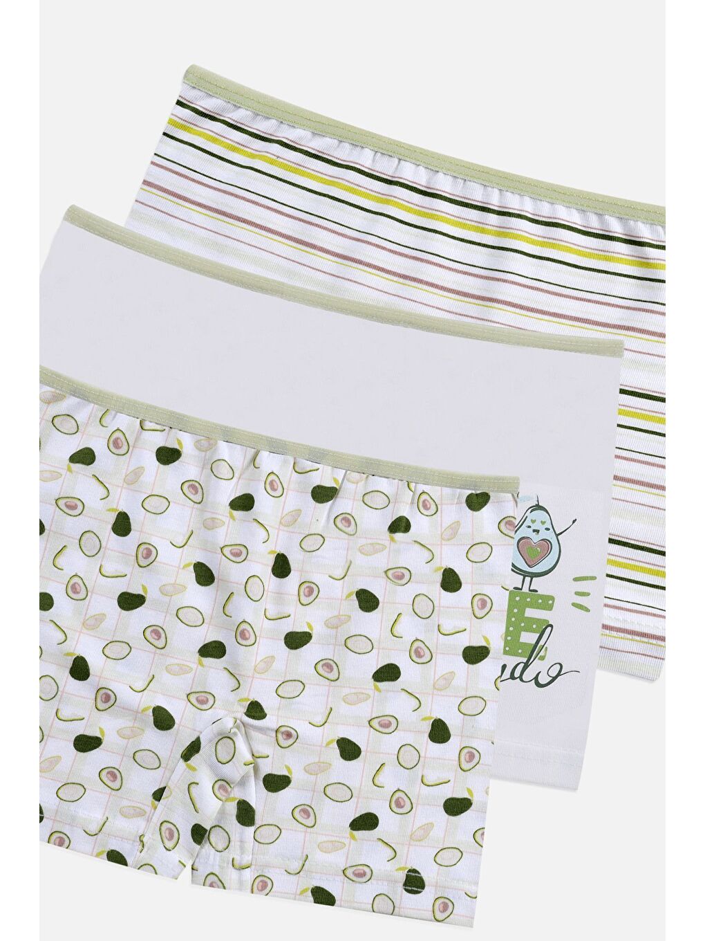Yeşil Kız Çocuk 3'lü Avokado Desenli Boxer-4