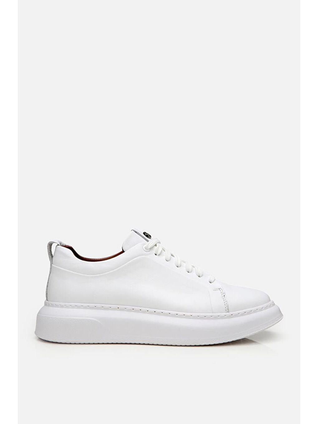 Erkek Deri Beyaz Hafif Tabanlı Spor Ayakkabı