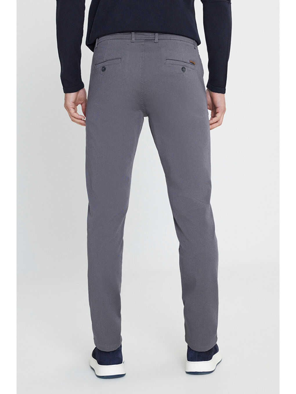 Erkek Antrasit Slim Fit Dar Kesim Yan Cep Pamuklu Esnek Chino Pantolon-4