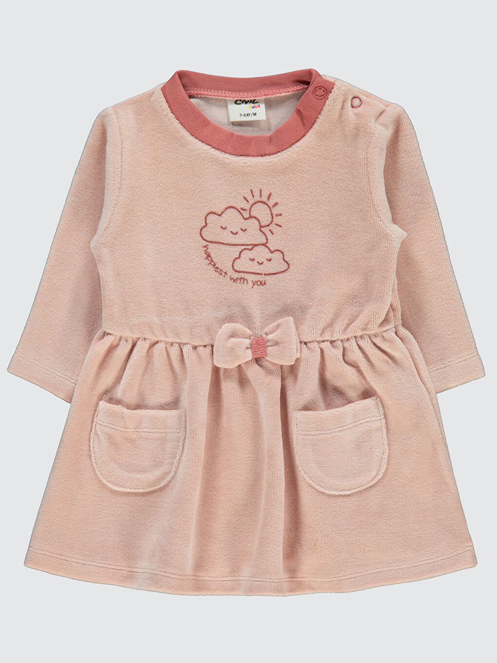 Pembe Baby Kız Bebek Elbise 3-18 Ay Pudra