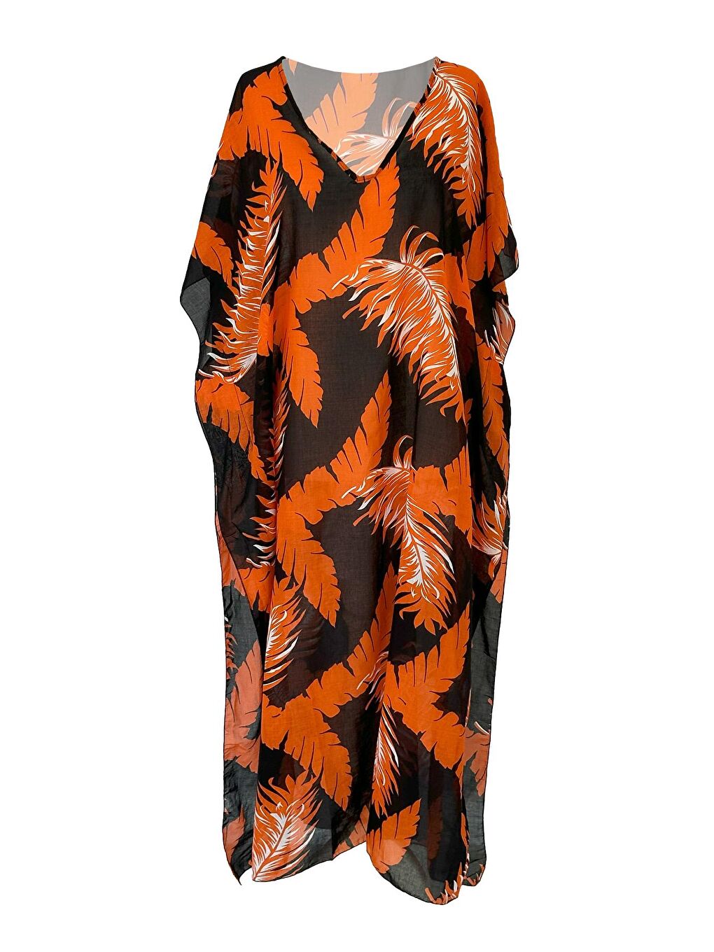 Siyah Tesettür Mayo Üzerine Desenli Tek Kaftan Pareo REX-P08