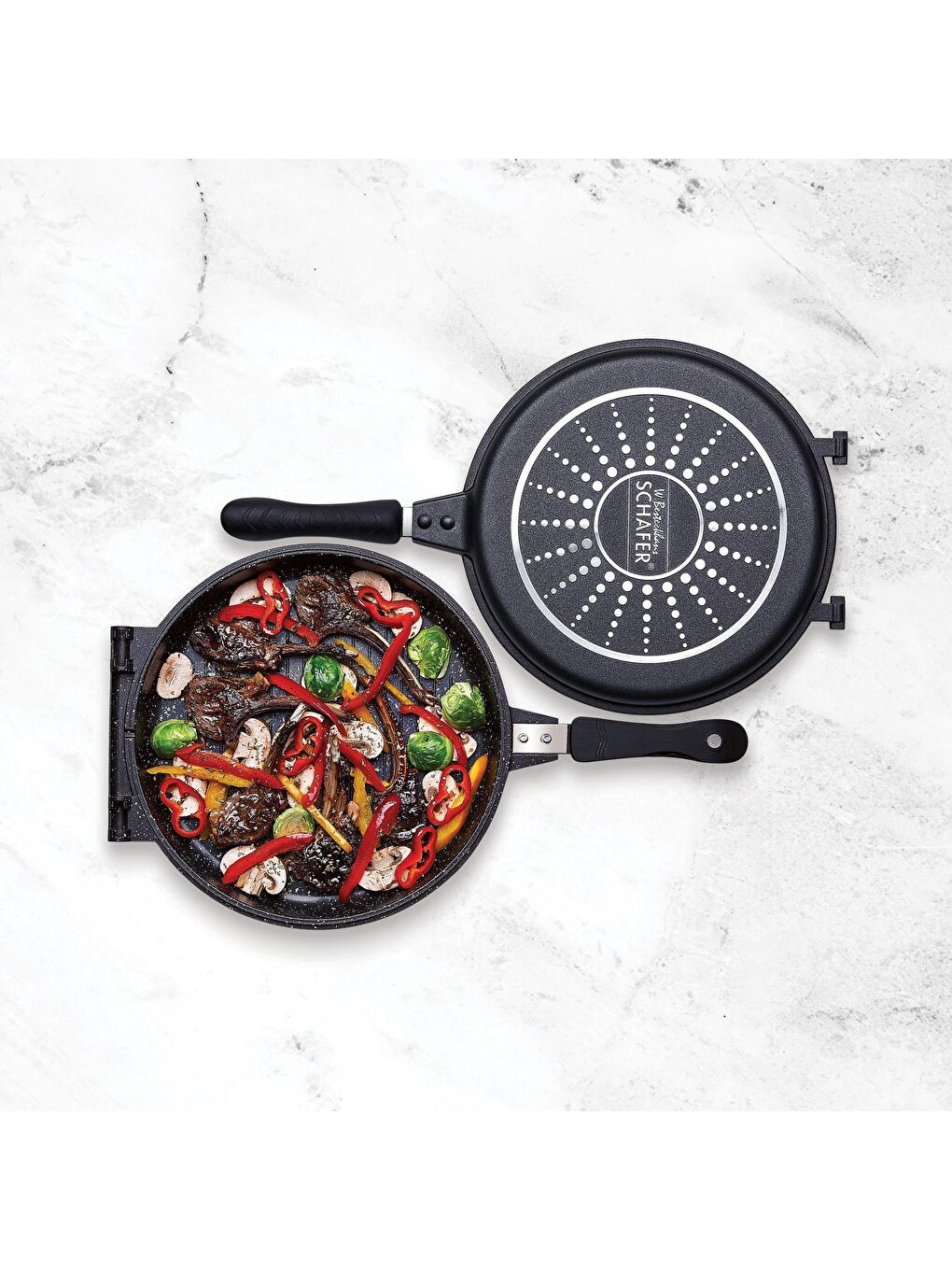 Yuvarlak Double Grill Pan 30 Cm-2 Parça-Siyah-3