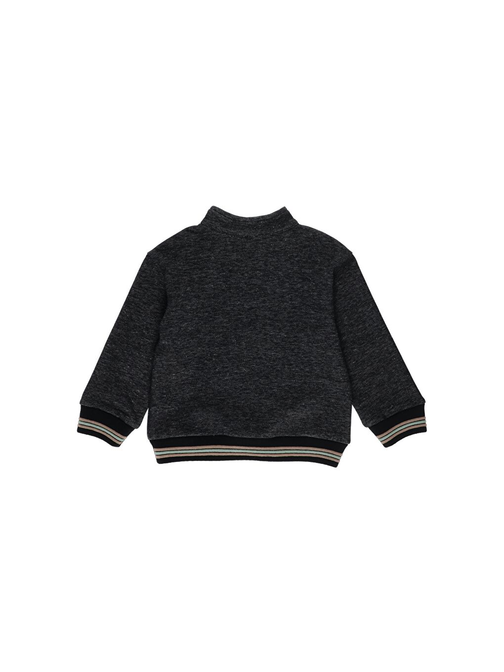 Panço Siyah Erkek Çocuk  Dik Yaka Fermuarlı Arma Detay Sweatshirt - 1