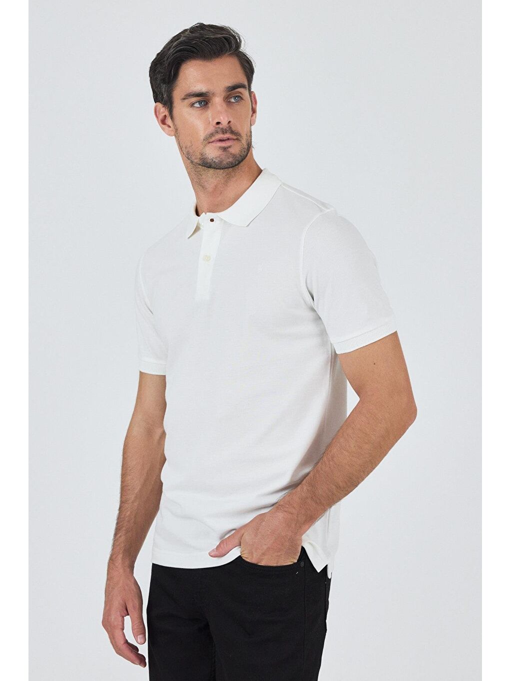 Kahverengi Açık Krem Polo Yaka Kısa Kol Cepsiz Slim Fit Classic Pamuklu Büyük Beden Tişört 1011250177-2