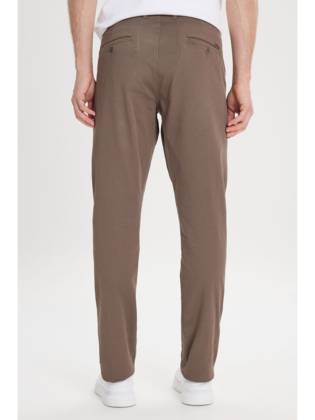 Kahverengi Erkek Açık Kahve Slim Fit Dar Kesim Yan Cep Pamuklu Esnek Chino Pantolon-5