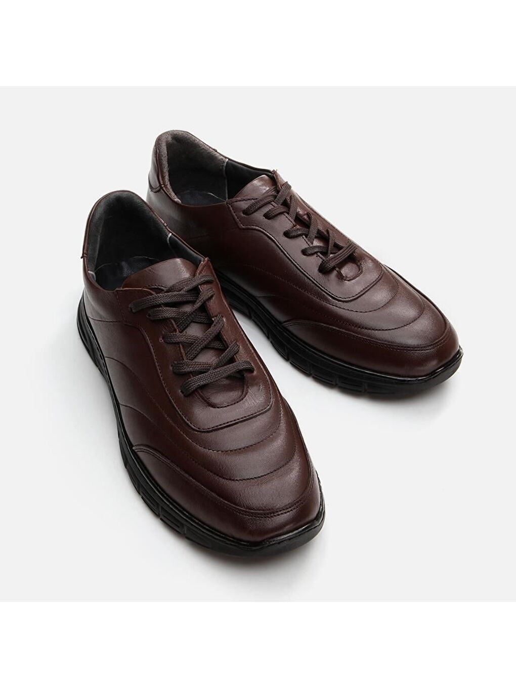 Kahverengi Hakiki Deri Kahve Erkek Spor Ayakkabı-2