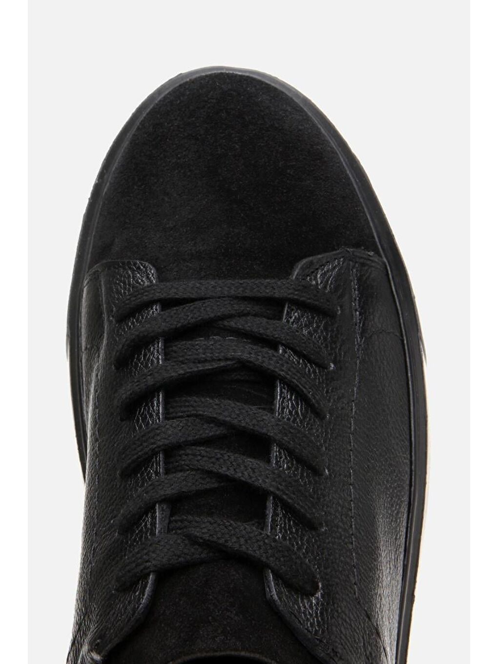 Erkek Deri Siyah Hafif Tabanlı Spor Ayakkabı-3