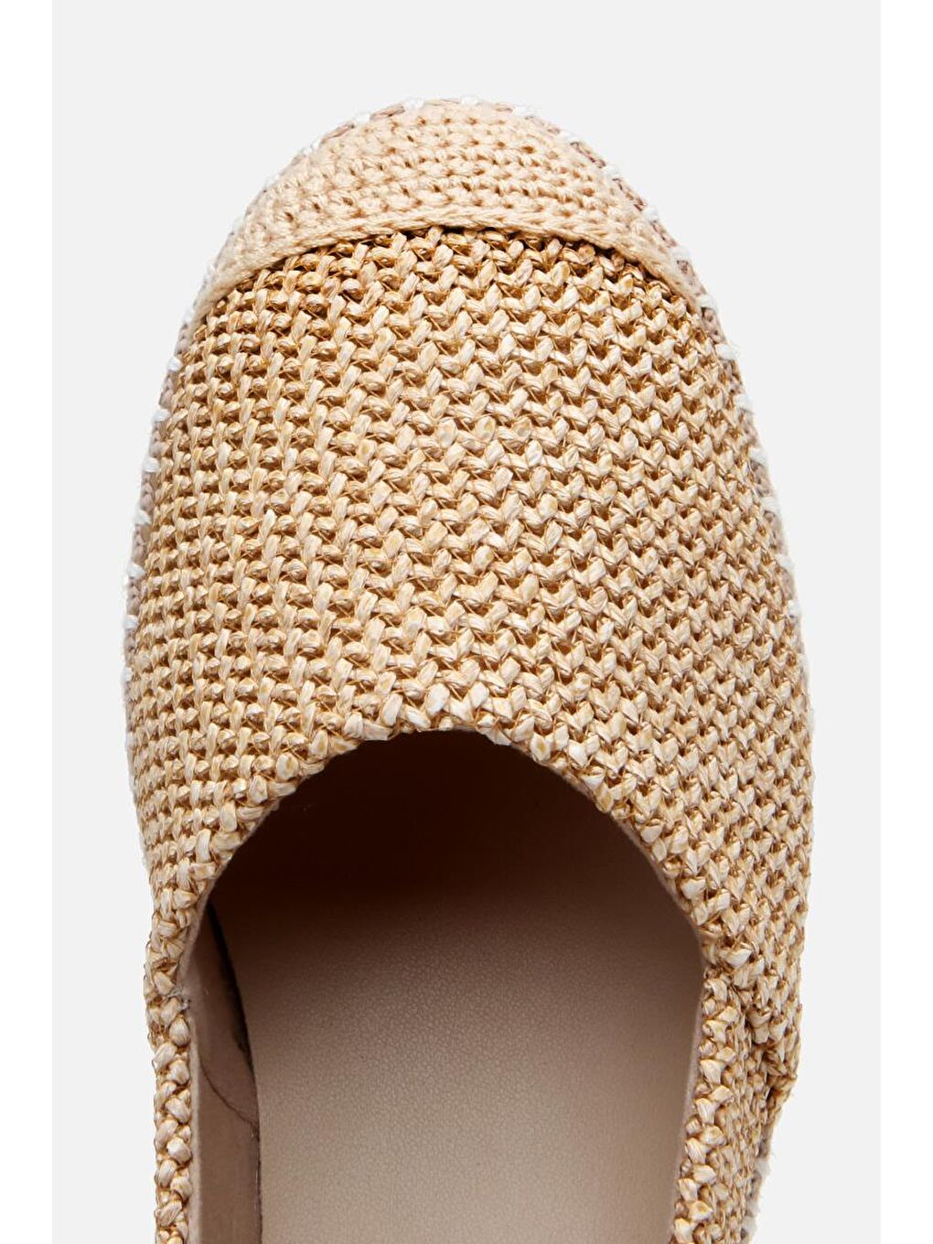 Kadın Bej Çizgili Hasır Detaylı Espadril-3