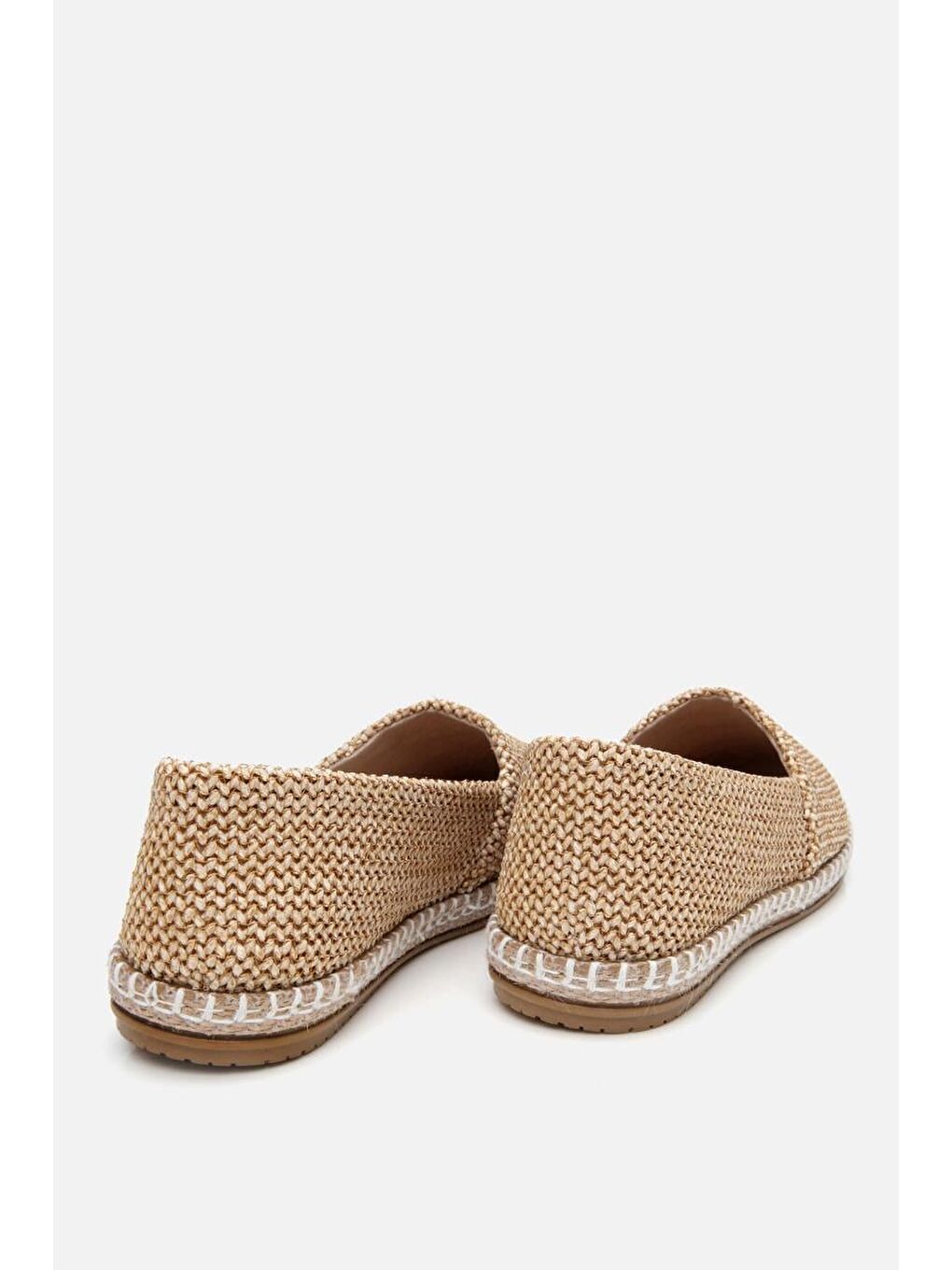 Kadın Bej Çizgili Hasır Detaylı Espadril-5