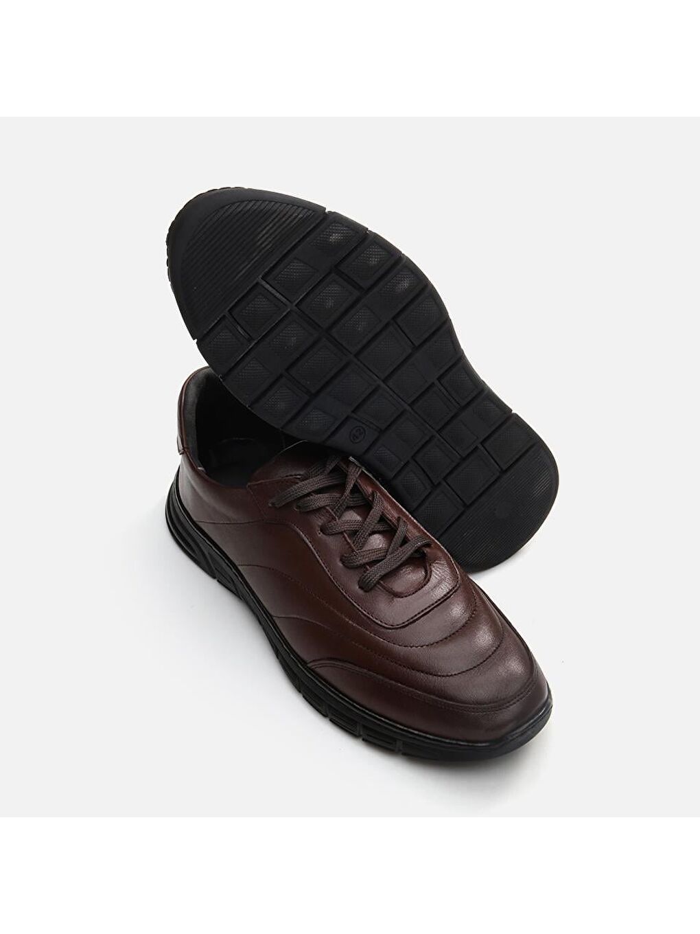 Kahverengi Hakiki Deri Kahve Erkek Spor Ayakkabı-5