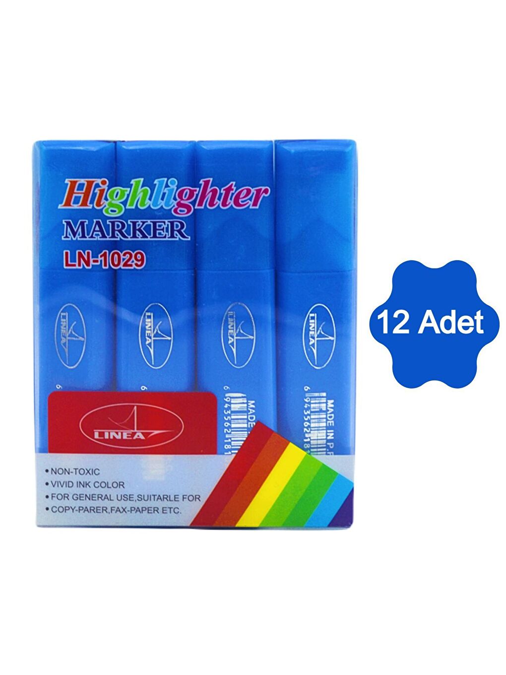 Gen-Of Mavi Fosforlu Kalem Neon LN-1029 Mavi 12 Adet