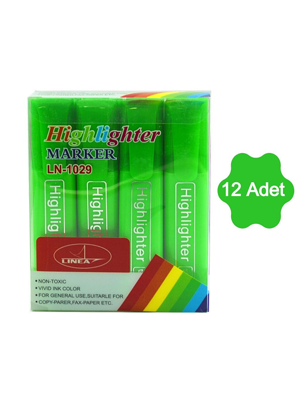 Gen-Of Fosforlu Kalem Neon LN-1029 Yeşil 12 Adet