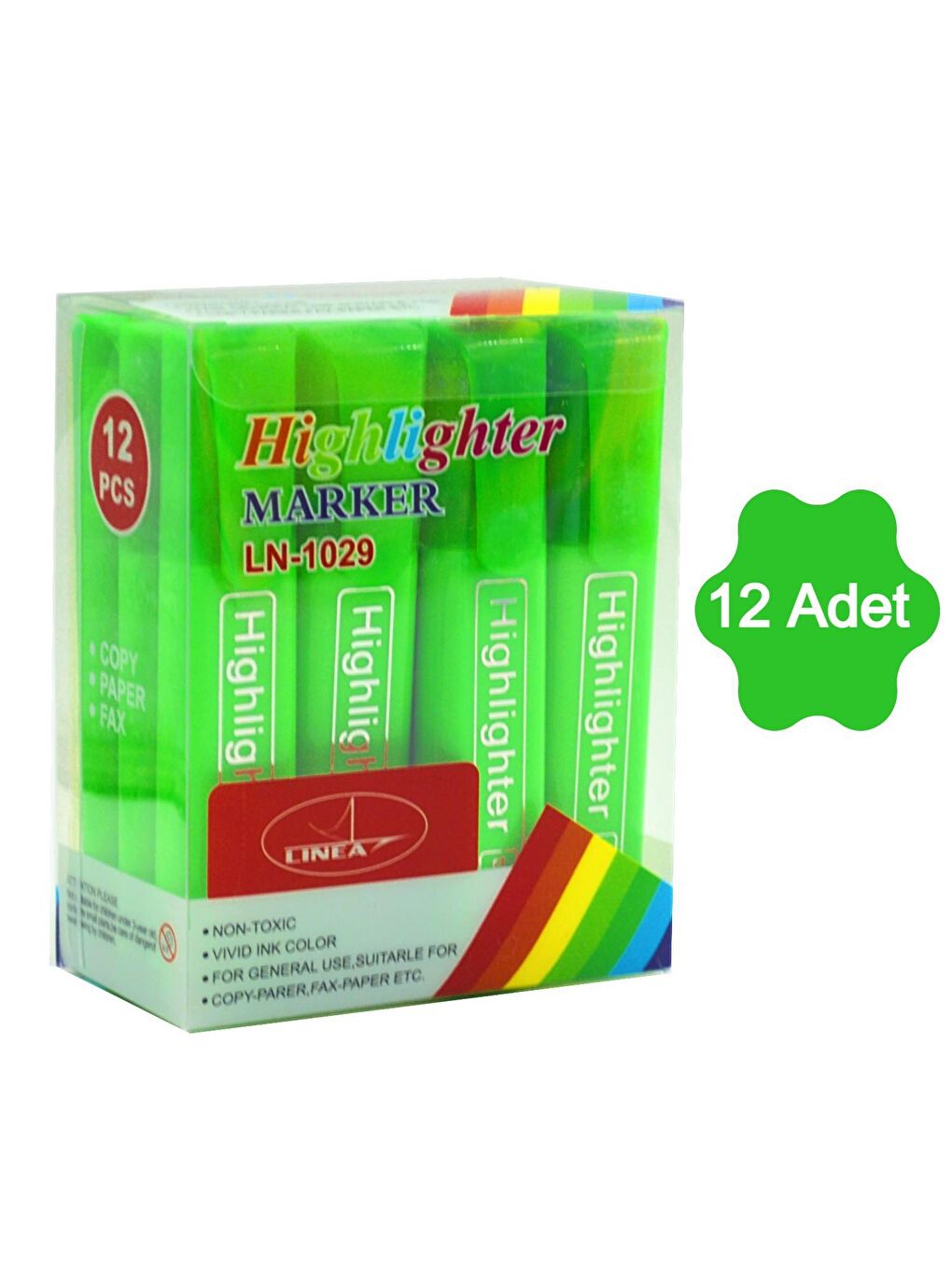 Gen-Of Fosforlu Kalem Neon LN-1029 Yeşil 12 Adet - 1