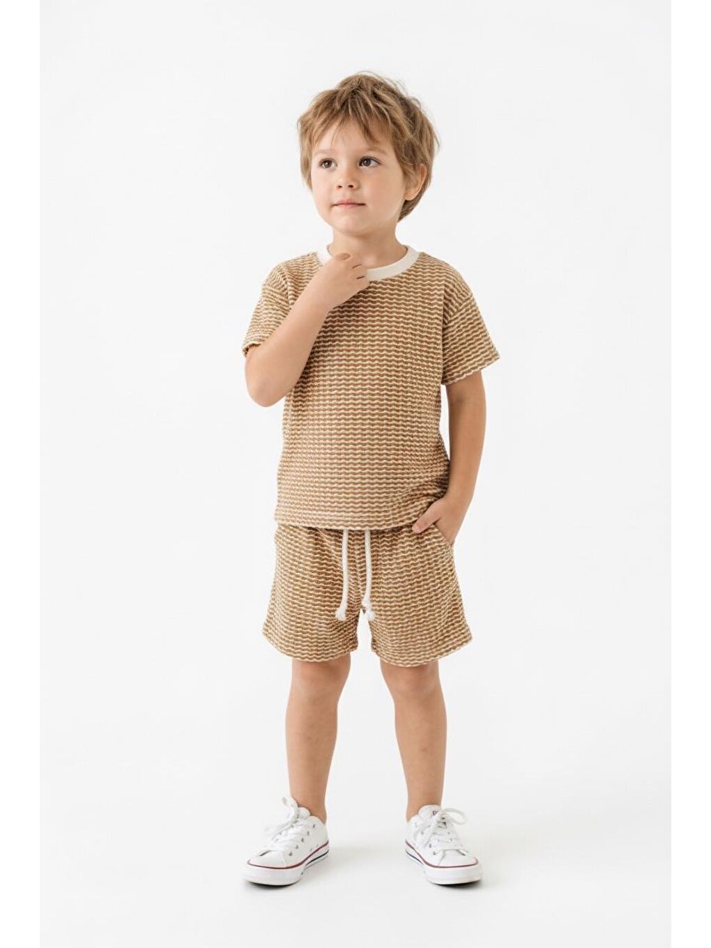 Sarı Desenli Şort Tişört 2li Takım-3