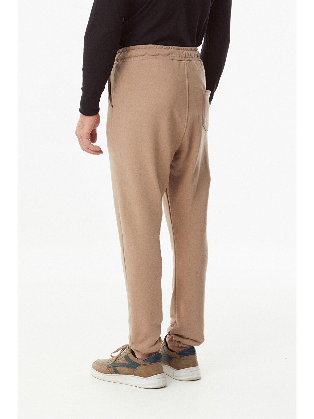 Bej Beli Bağcıklı Jogger Eşofman Altı-3