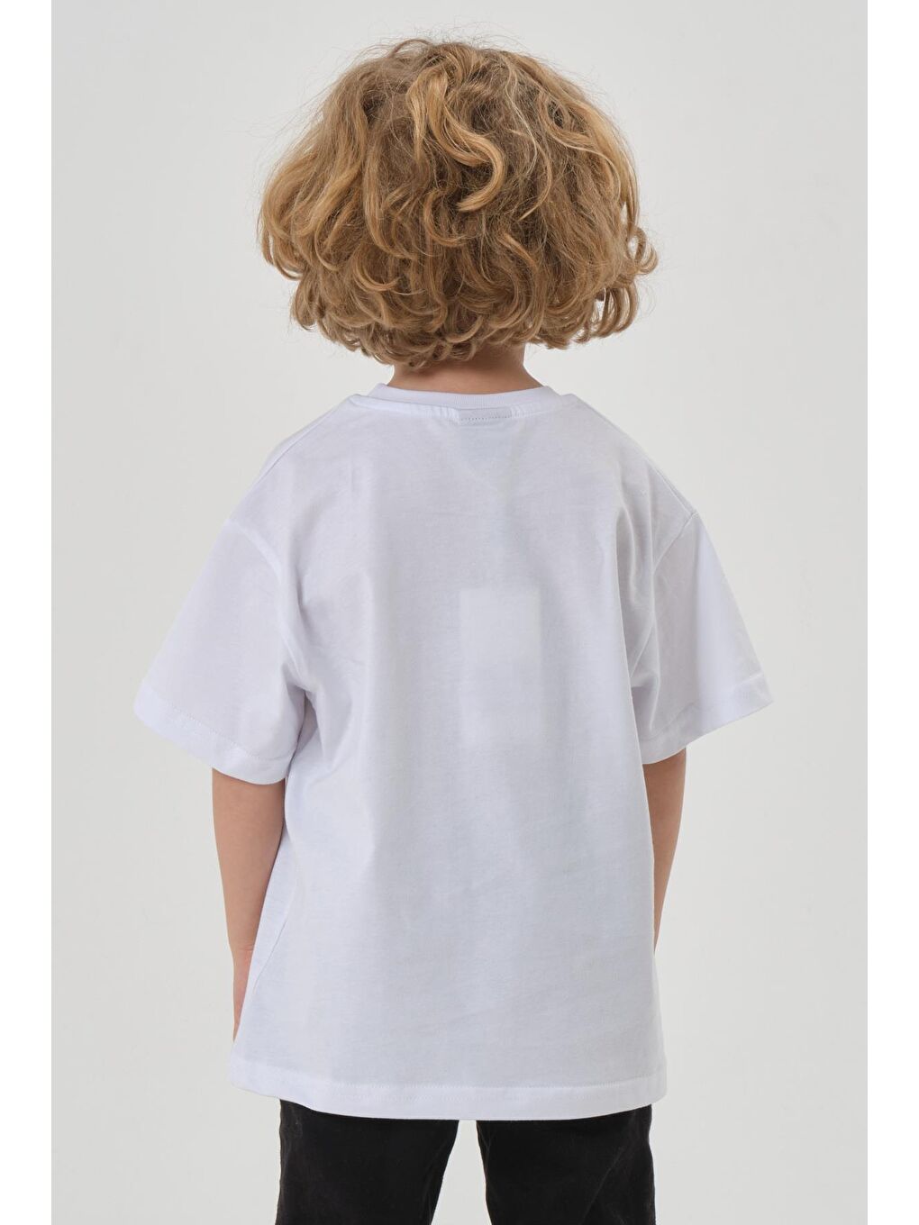 Beyaz Bisiklet Yaka Baskılı Erkek Çocuk T-shırt-5