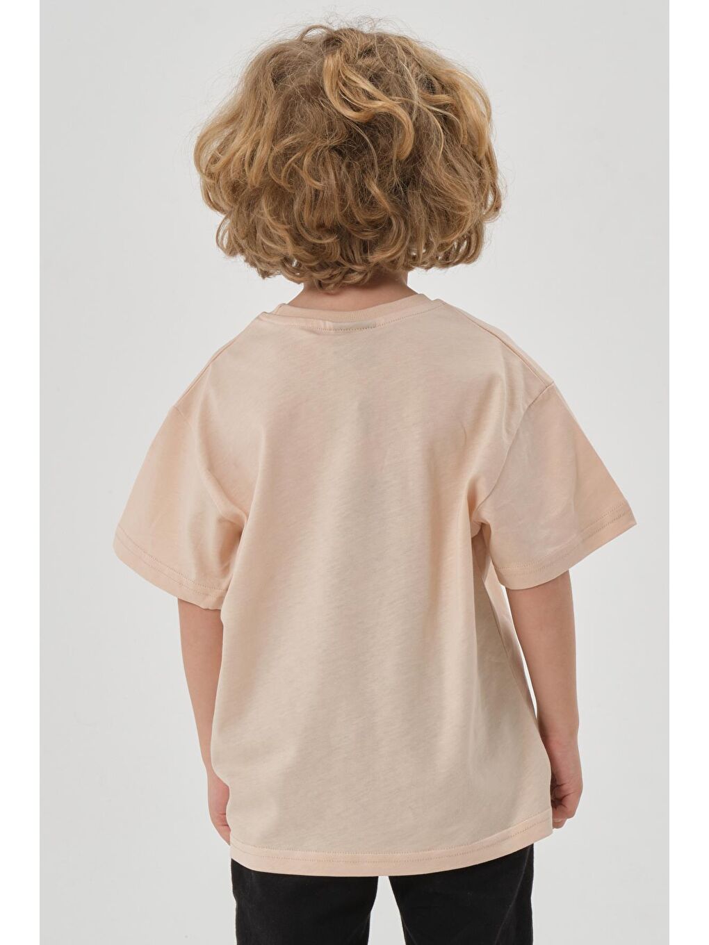 Bej Bisiklet Yaka Baskılı Erkek Çocuk T-shırt-5