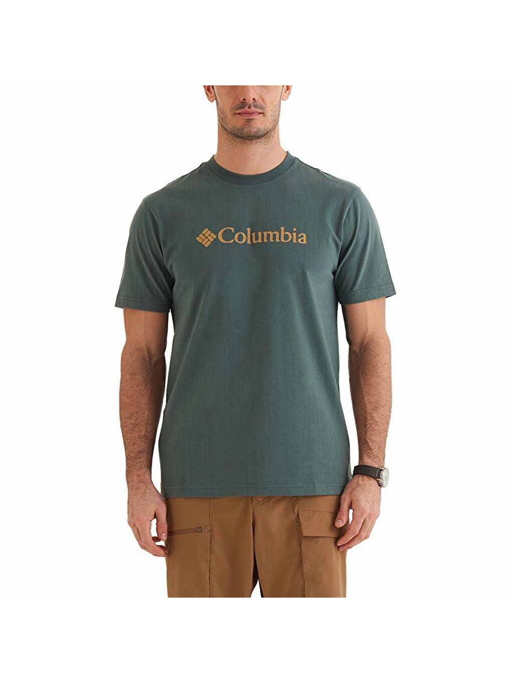 Columbia Logo Brushed Erkek Kısa Kollu T-Shirt Yeşil CS0287-353