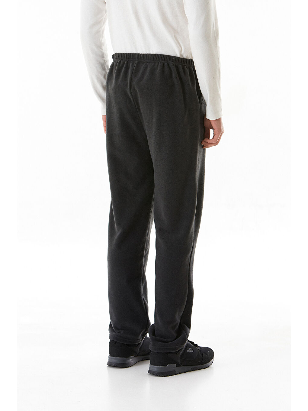 Antrasit Beli Lastikli Cepli Polar Eşofman Altı-2