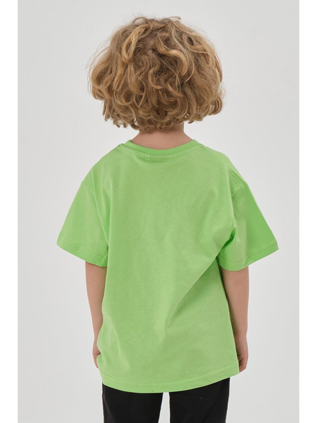 Yeşil Bisiklet Yaka Baskılı Erkek Çocuk T-shırt-5