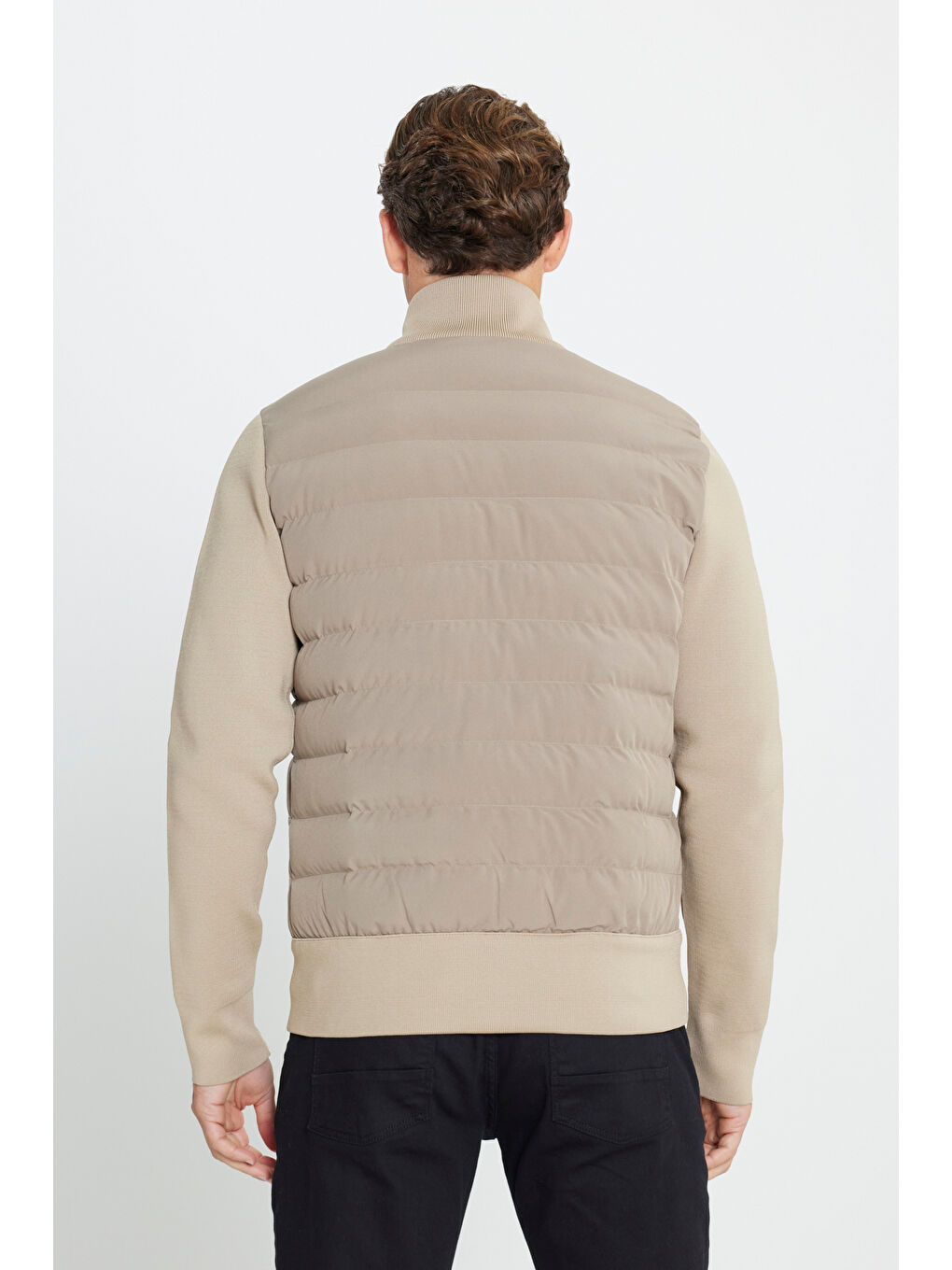 Erkek Bej Standart Fit Normal Kesim Dik Yaka Mont-4