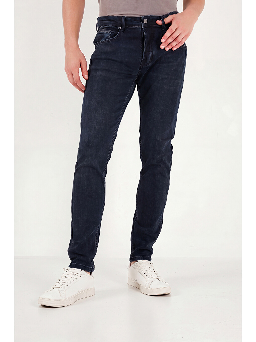 Lacivert Pamuklu Slim Fit Normal Bel Jeans 1135C64NAPOLI-3
