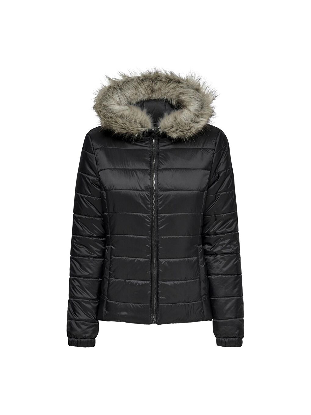 Only Siyah Fur Padded Kadın Siyah şişme Mont - 1