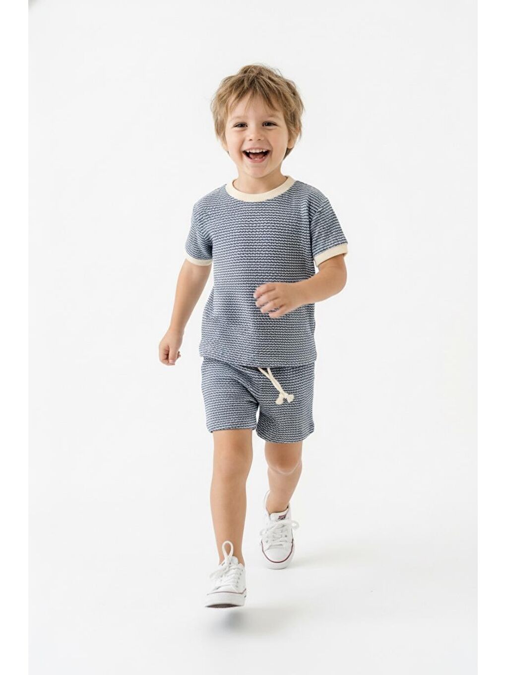 İndigo Desenli Şort Tişört 2li Takım-2