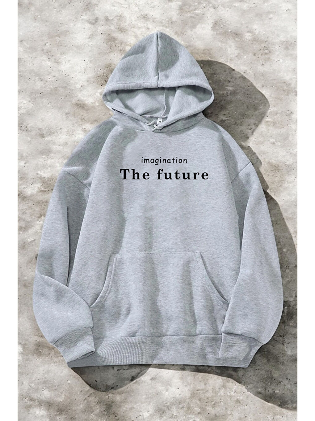 uyguntarz Gri The Future Baskılı Oversize Sweatshirt