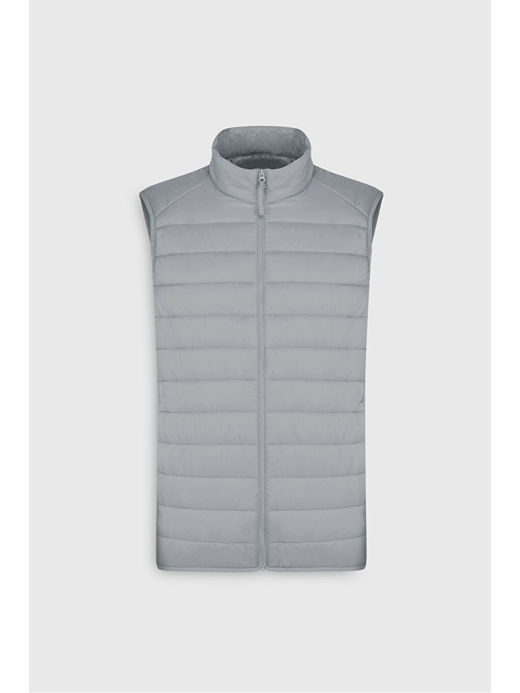 Erkek Gri Rüzgar Geçirmez Taşınabilir Çantalı Sıcak Tutan Elyaf Dolgulu Ultra Hafif Standart Fit Şi--5