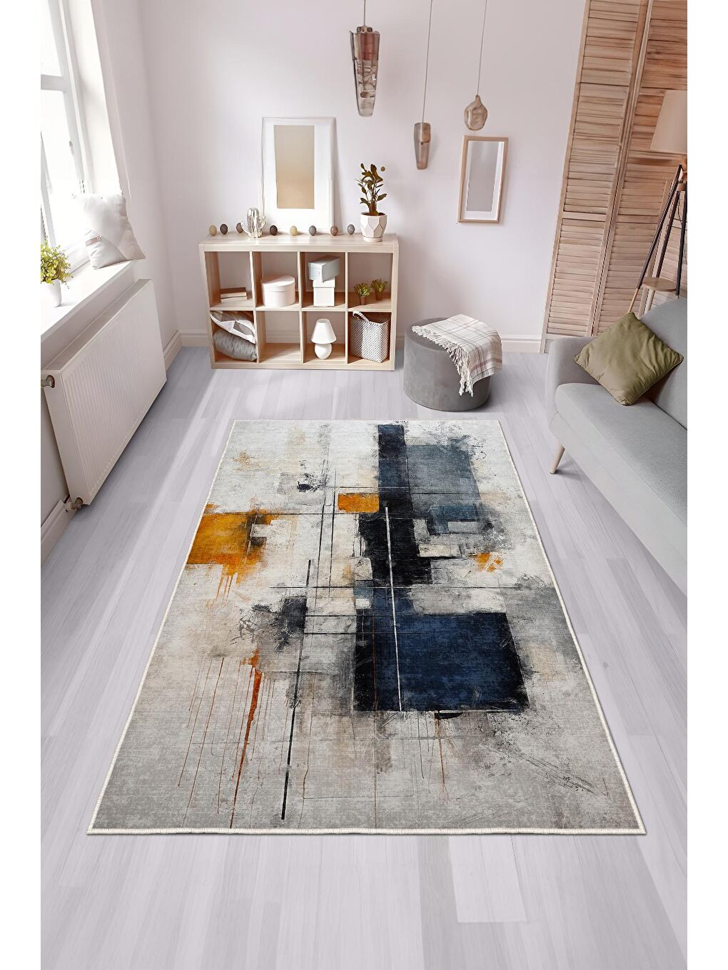 Karışık Özel Tasarım, Kaymaz Taban, İnce, Yıkanabilir, Modern Halı WOOKECE1439 120x180