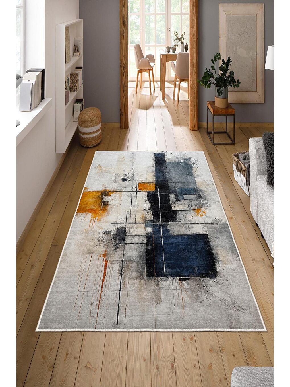 Karışık Özel Tasarım, Kaymaz Taban, İnce, Yıkanabilir, Modern Halı WOOKECE1439 120x180-1