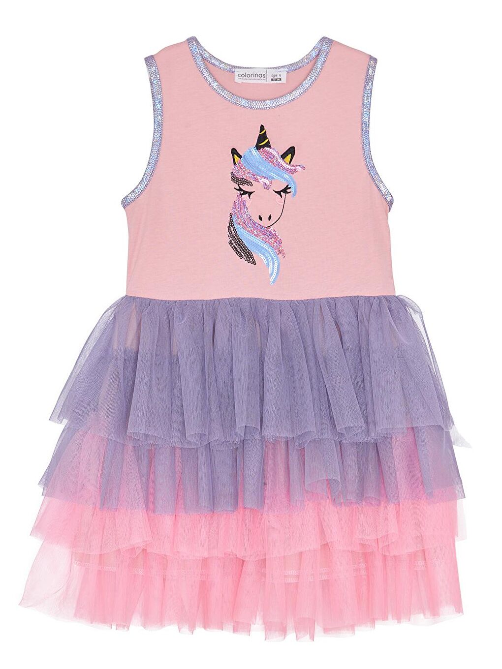 colorinas Lila Unicorn Payetli Kız Çocuk Tütü Elbise - 4