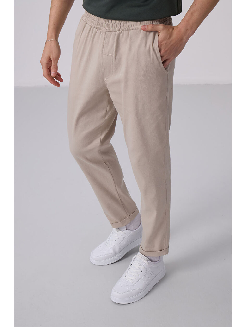 Bej Taş Standart Fit Dokuma Hafif Esnek Chino Pantolon - 82175