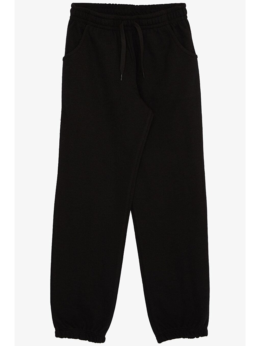 Erkek Çocuk Alt Bağcık Aksesuarlı Paçası Lastikli Cepli Siyah (10 Yaş)