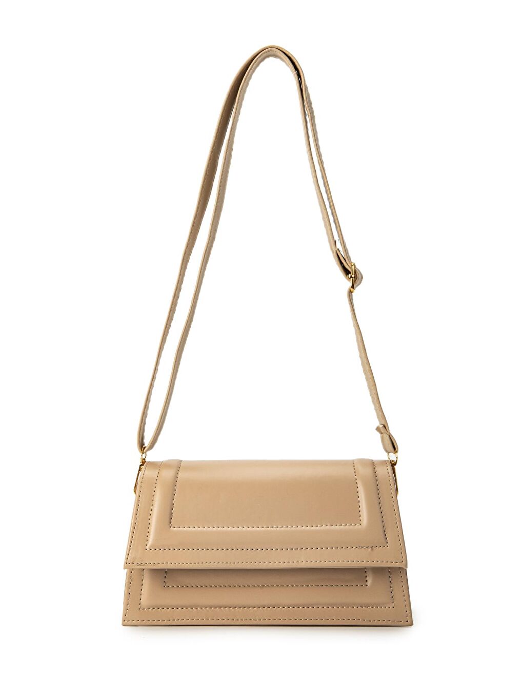 Bej Suni Deri Kadın Çapraz Çanta Damalin Vizon