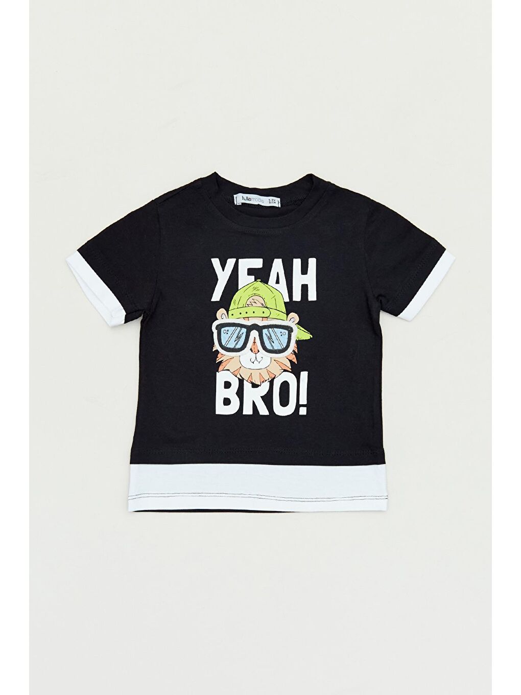 Siyah Baskılı Bisiklet Yaka Erkek Çocuk Tişört