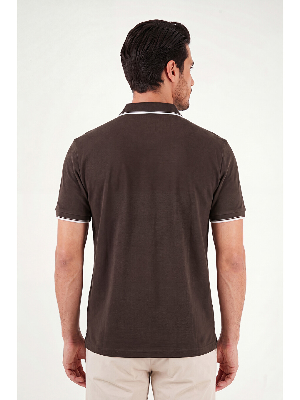 Kahverengi % 100 Pamuk Düğmeli Slim Fit Erkek Polo Yaka T Shirt 5902118-6
