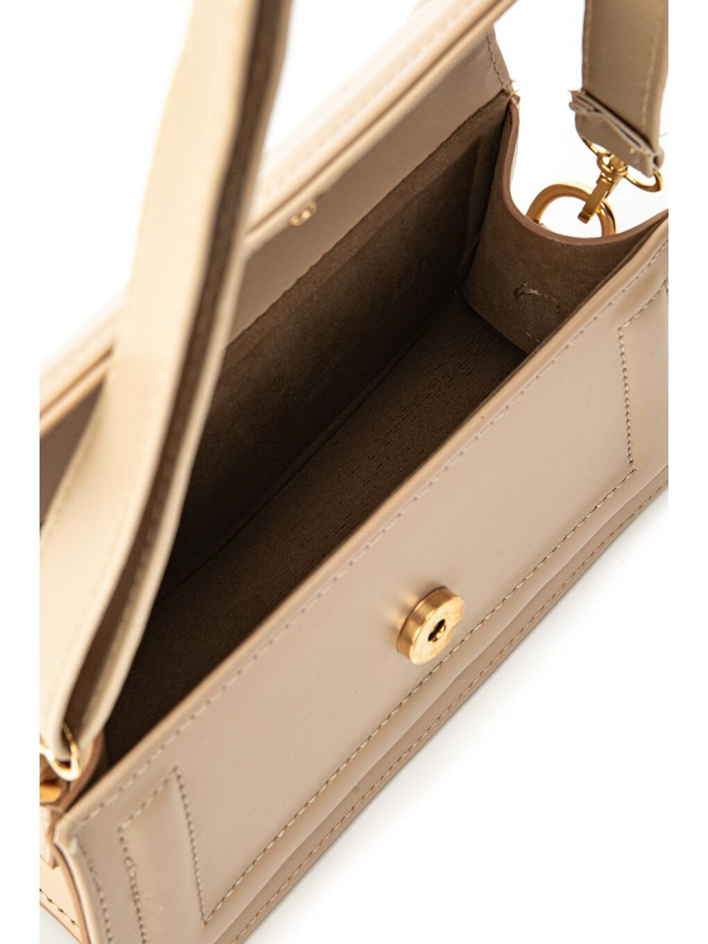 Bej Suni Deri Kadın Çapraz Çanta Damalin Vizon-4