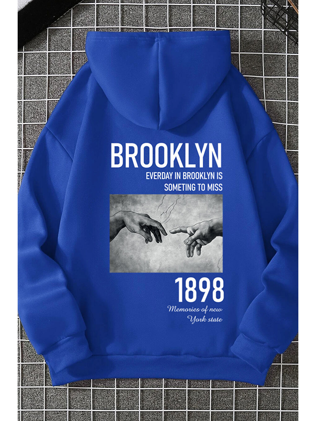 uyguntarz Mavi Unisex Oversize 1898 Brooklyn Baskılı Sweatshirt - 1