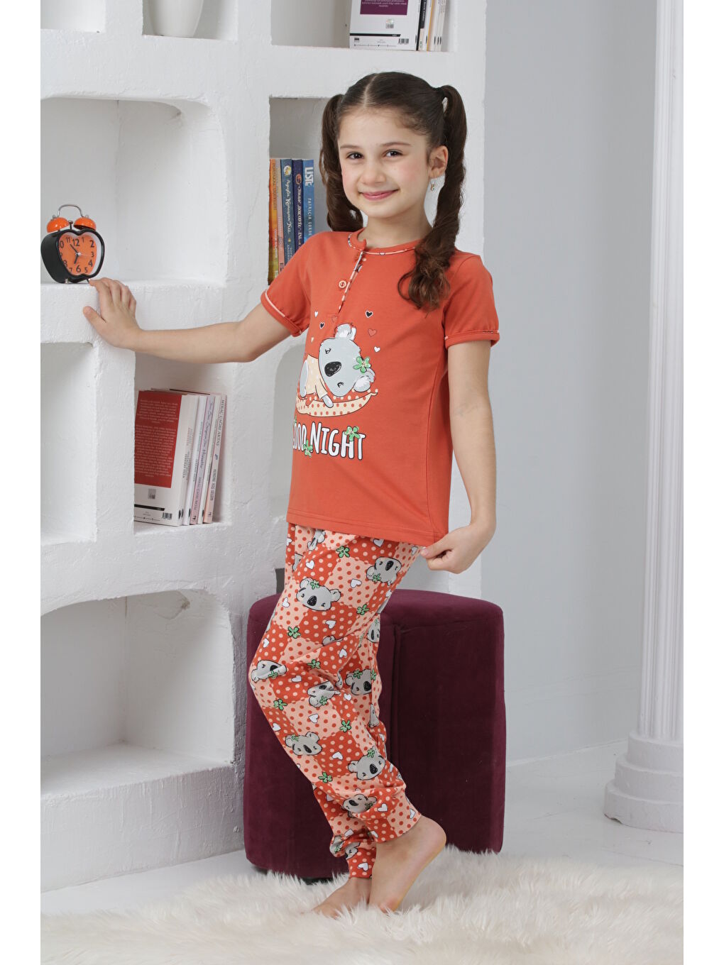 Kapi Kids Kahverengi Kız Çocuk Ayıcık Baskılı - 2 Düğmeli Pijama Takımı 7-11 Yaş Mnx6065 - 3