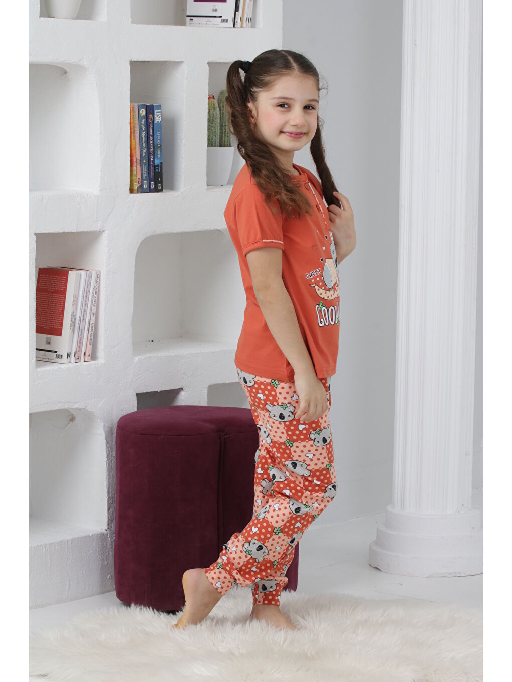 Kapi Kids Kahverengi Kız Çocuk Ayıcık Baskılı - 2 Düğmeli Pijama Takımı 7-11 Yaş Mnx6065 - 4