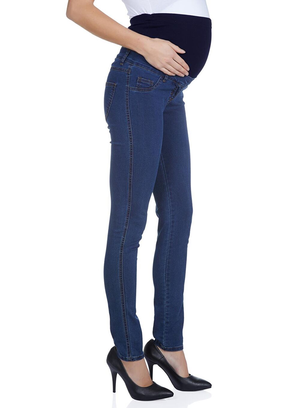 Luvmabelly Lacivert Beli Ayarlamalı Kadın Denim Hamile Pantolon - 1