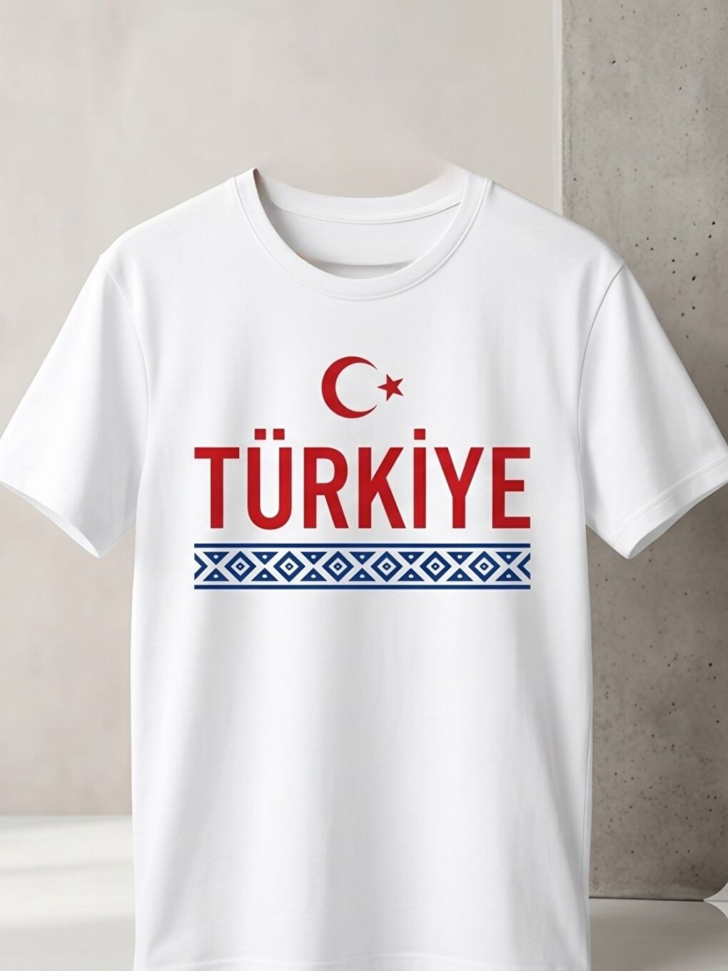Siyah Beyaz Türkiye Milli Baskı Detay Organik Pamuk Örme Oversize Tişört